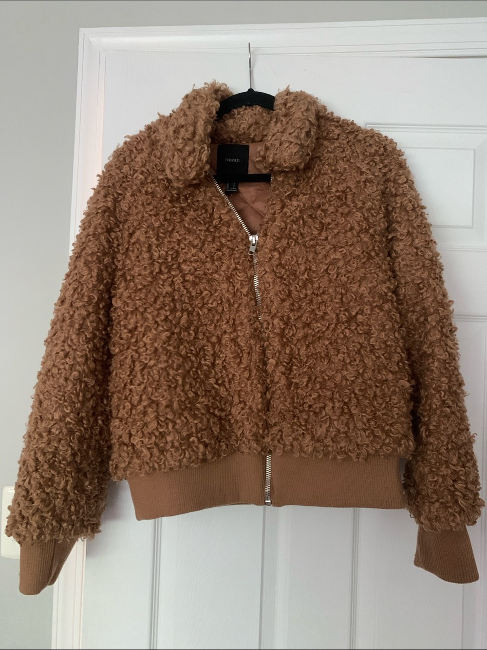 Forever 21 Teddy Faux-Shearling Jacket in Camel Brown 🤎